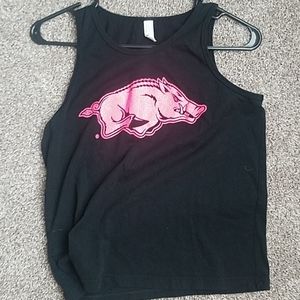 Kids black tank with sparkly pink razorback